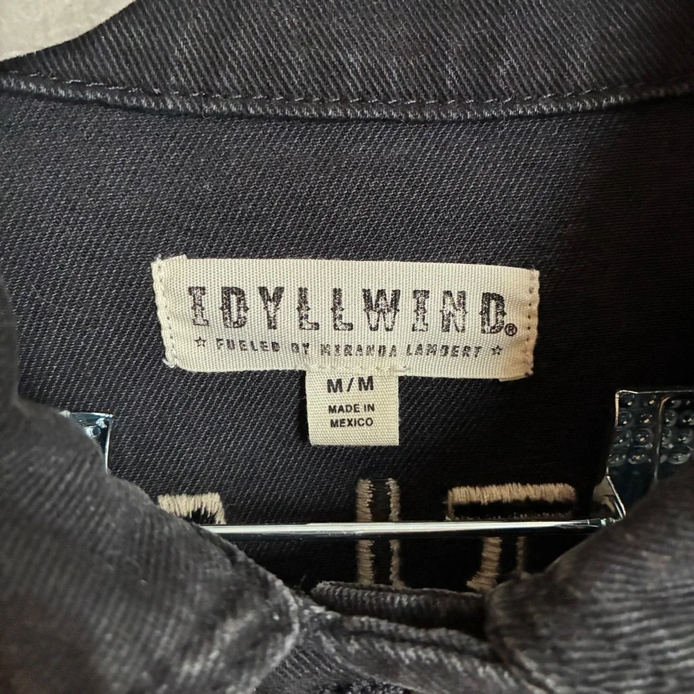 Idyllwind Outlaw Western Leather Fringe Jean Denim Jacket Black - Picture 4 of 8